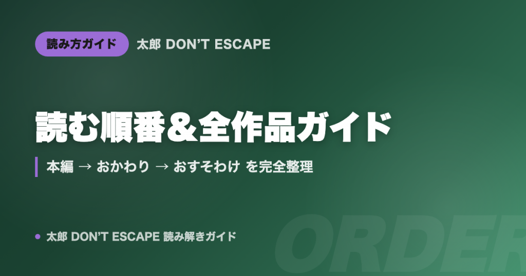太郎 DON'T ESCAPE 読む順番＆全作品ガイド｜本編→おかわり→おすそわけを完全整理